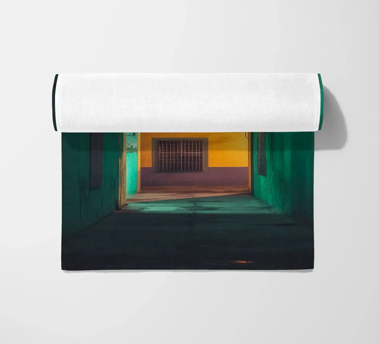 Havana's Illuminated Alley: A Nocturnal Invitation beach towel by By Night