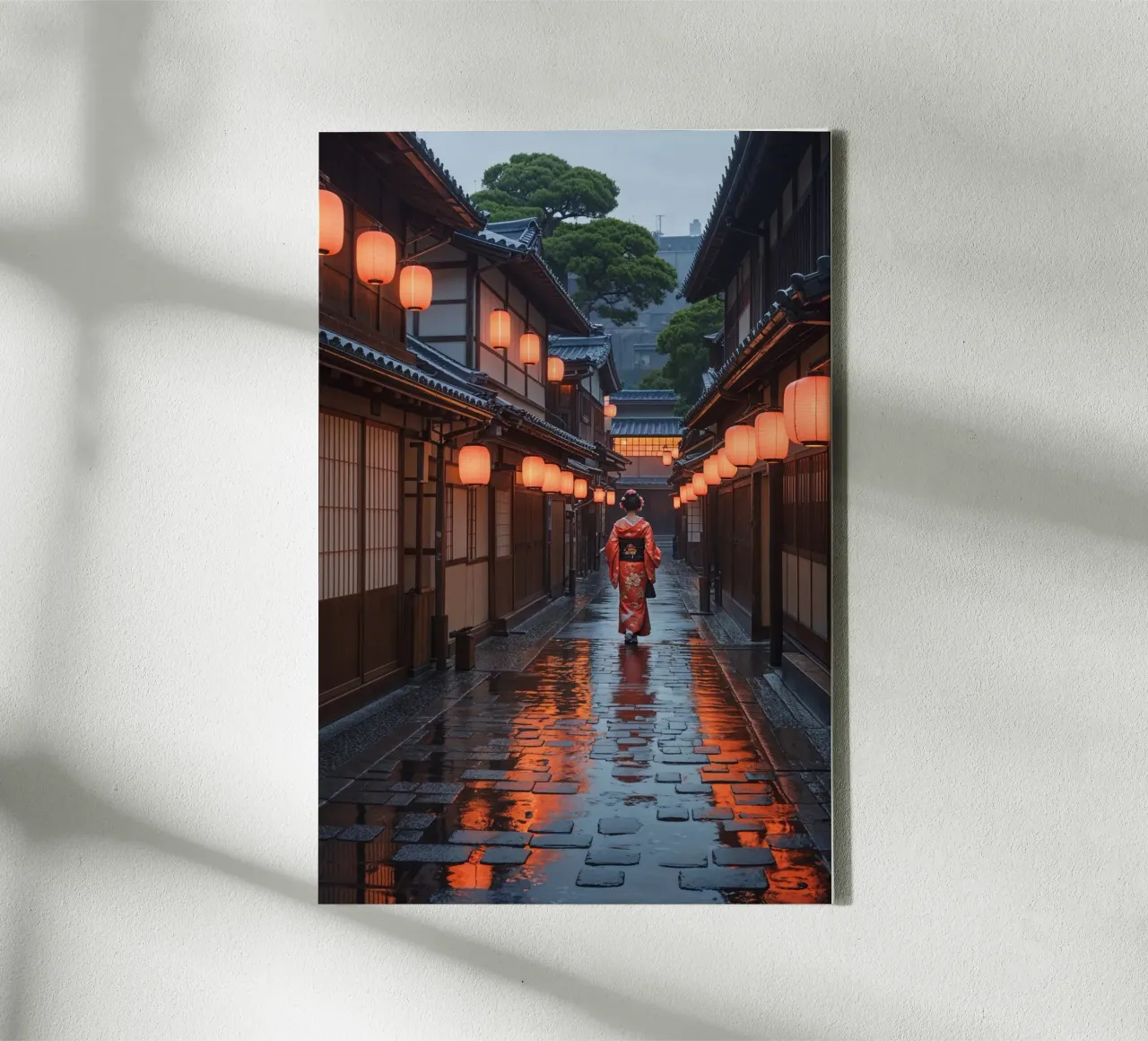 A Geisha’s Journey Through Gion tela con Cornice a cassetta da AlbertKlee