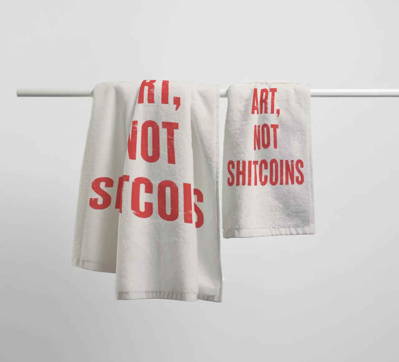Make art, not shitcoins towel by Vintagrafica