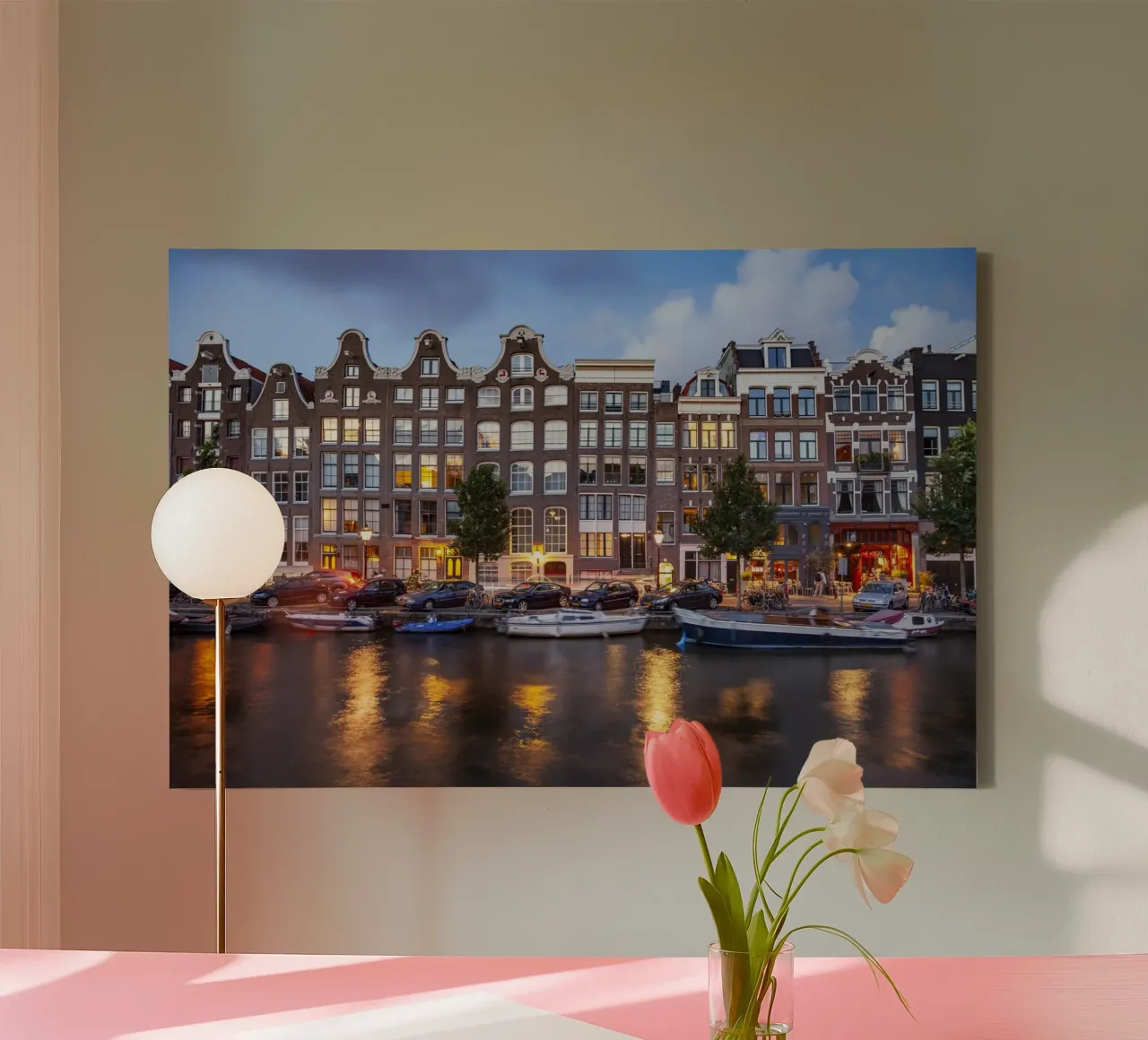 Gracht in Amsterdam tela con Cornice a cassetta da Reisefotografie - Bilder aus aller Welt