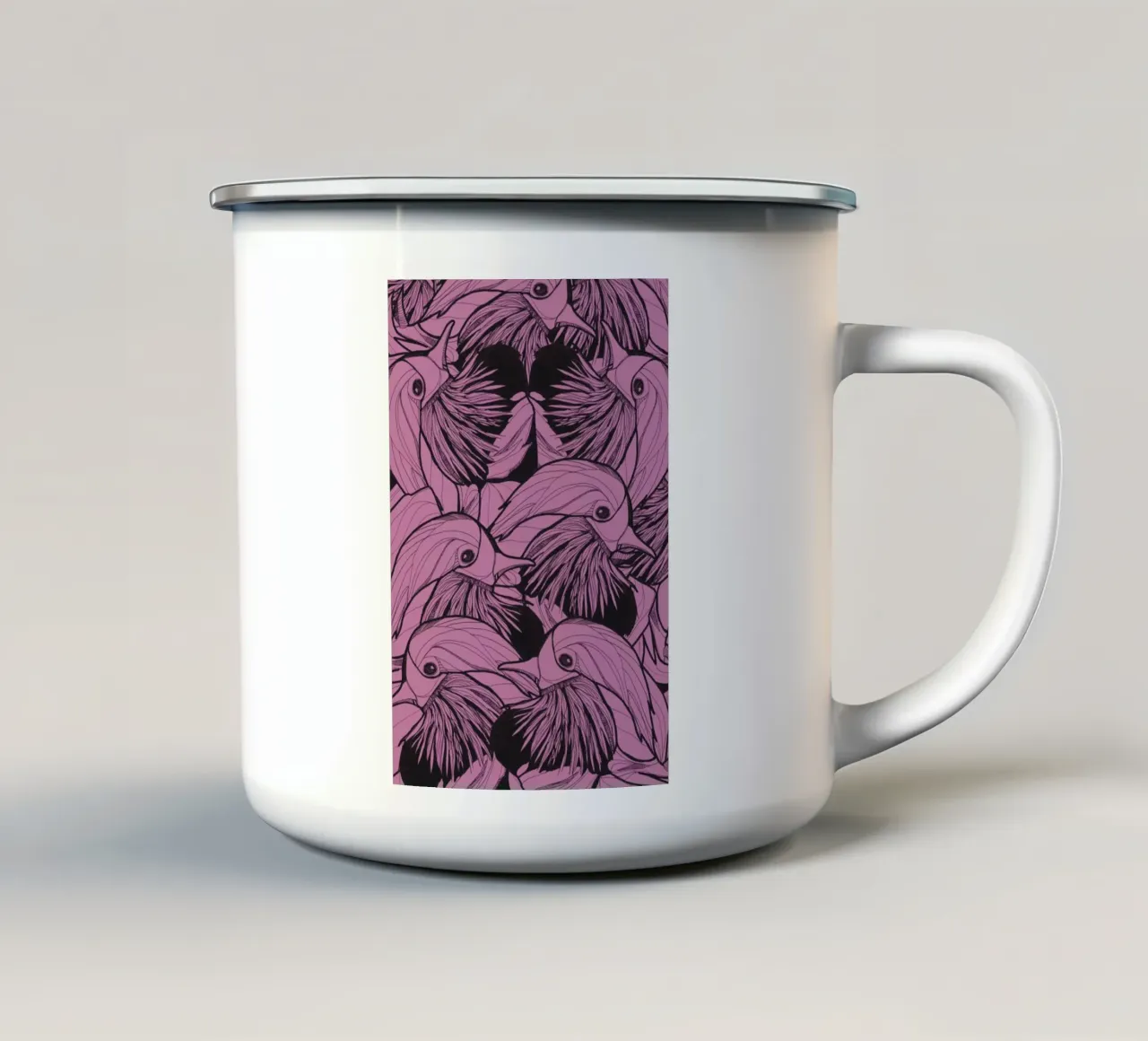 Birds Pink tazza in smalto da Giulio Iurissevich