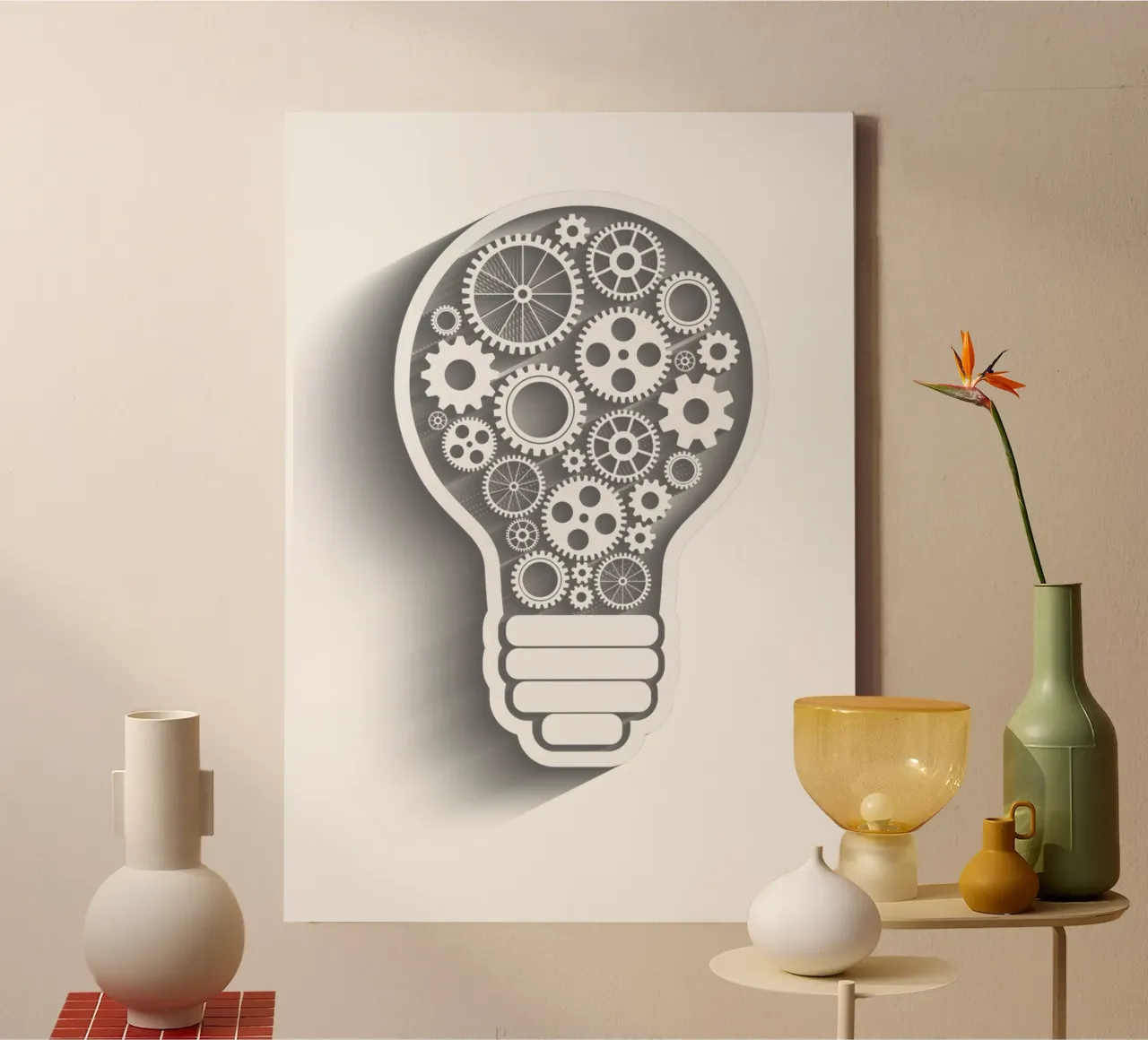 Motore nella lampada Illustrazione di tendenza tela con Cornice a cassetta da Urban Life