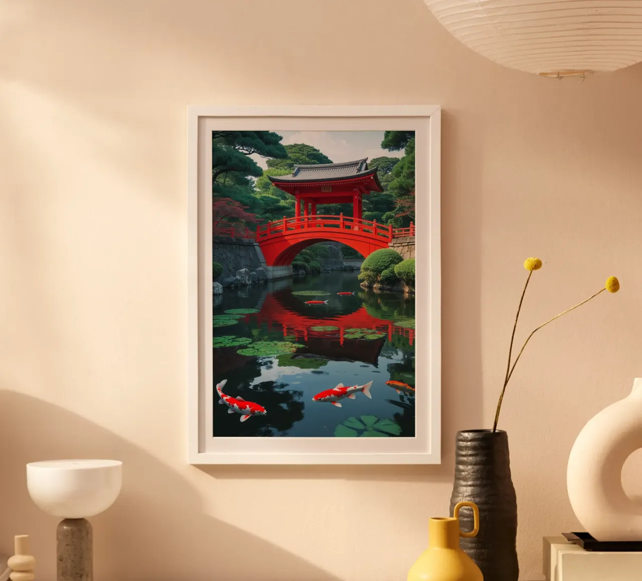 Heian Shrine’s Vibrant Red Bridge Over Tranquil Waters carta hahnemühle da AlbertKlee