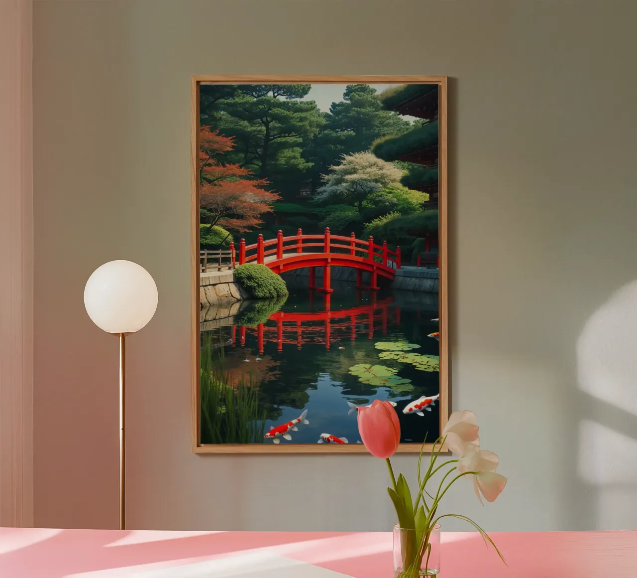 A Harmonious Bridge in Heian Shrine’s Zen Garden alluminio dibond da AlbertKlee