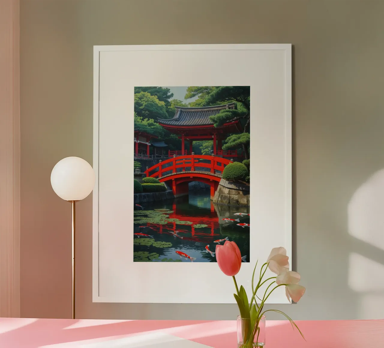Kyoto’s Heian Shrine: A Vision of Reflection and Color poster con telaio in alluminio da AlbertKlee