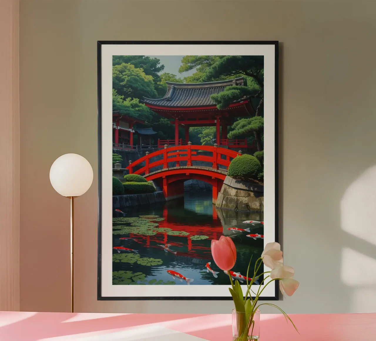 Kyoto’s Heian Shrine: A Vision of Reflection and Color poster con telaio in alluminio da AlbertKlee