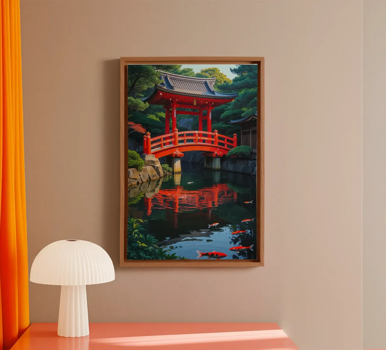 A Majestic Scene at Heian Shrine’s Ornate Bridge tela con Cornice a cassetta da AlbertKlee