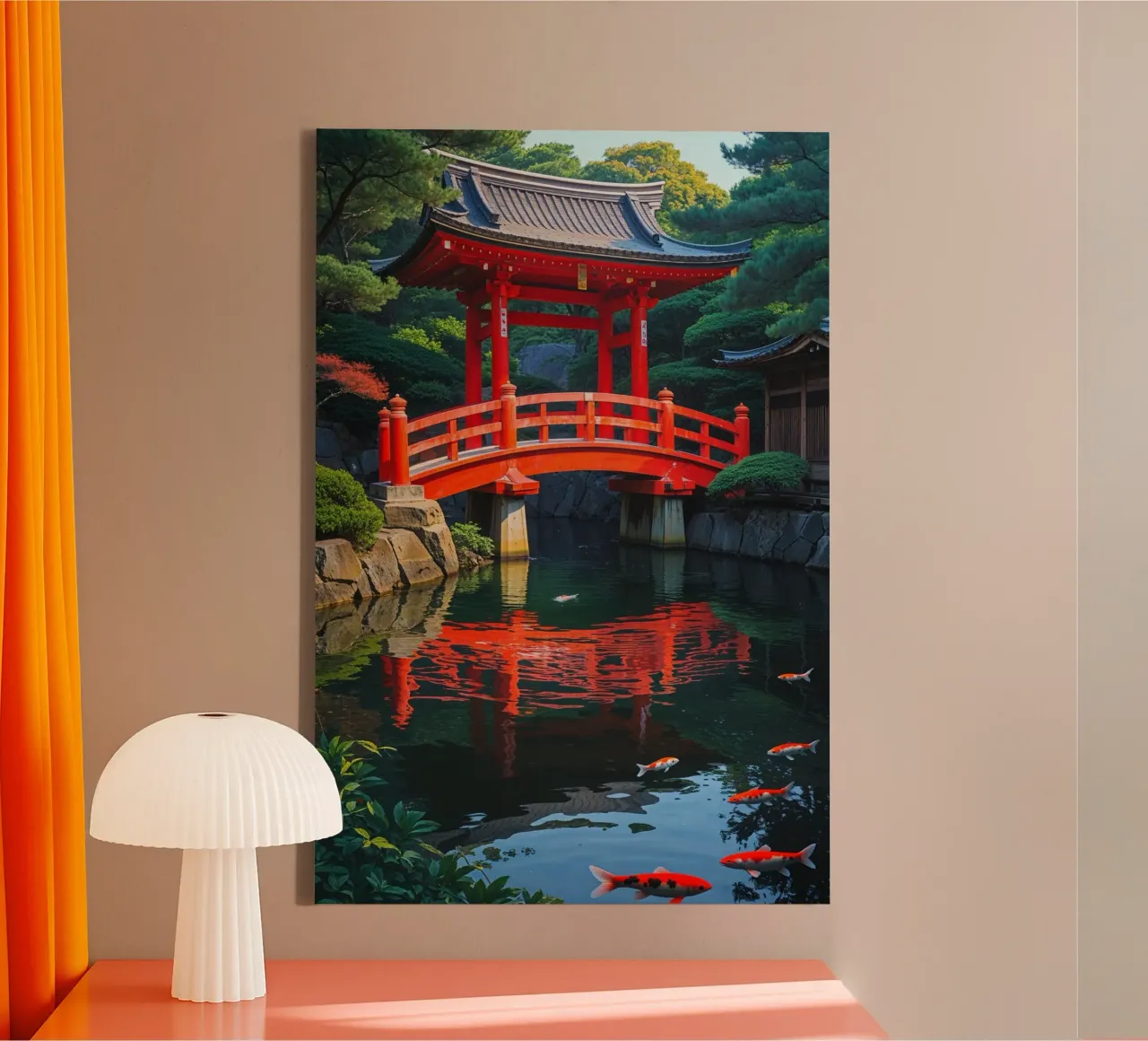 A Majestic Scene at Heian Shrine’s Ornate Bridge tela con Cornice a cassetta da AlbertKlee