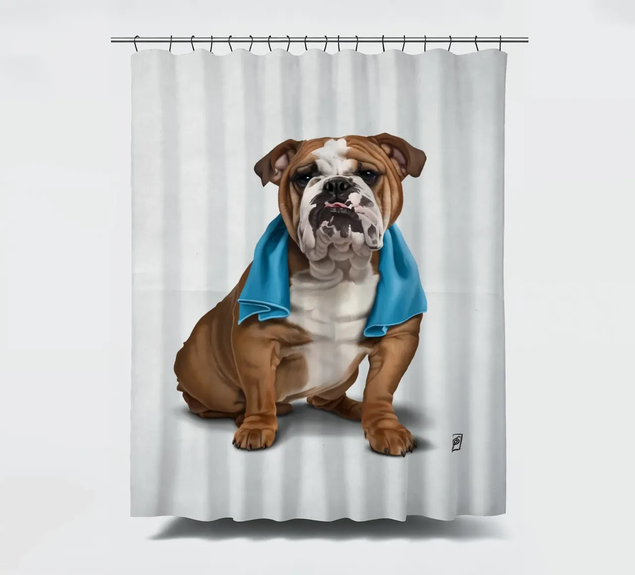 Bull (Wordless) shower curtain by Rob Art | Illustration