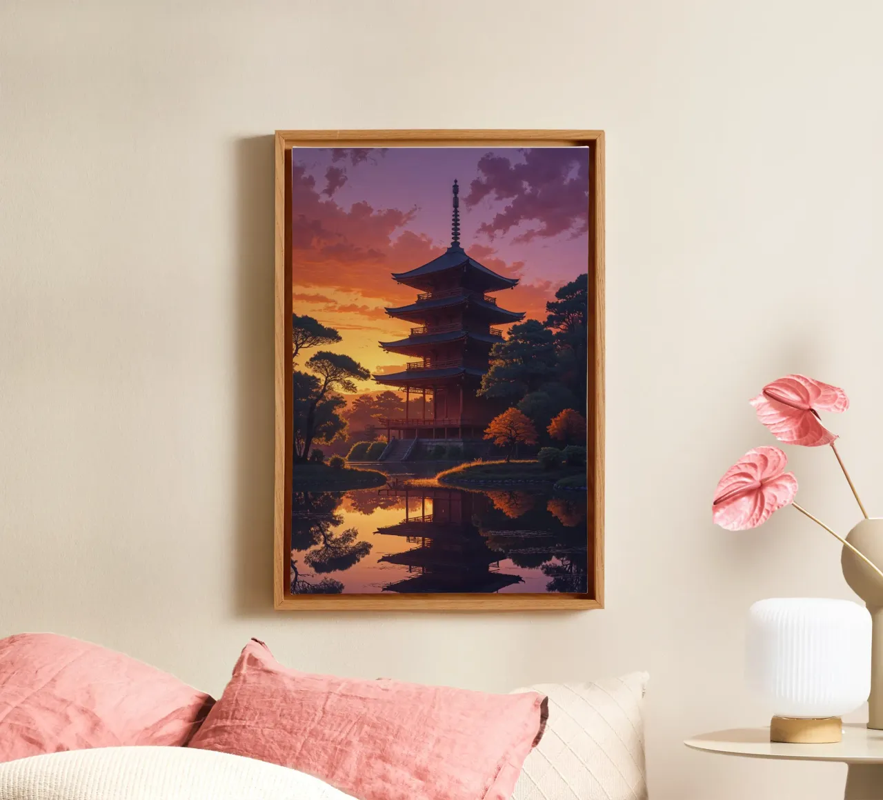 Toji Pagoda Amidst Evening Glow tela con Cornice a cassetta da AlbertKlee