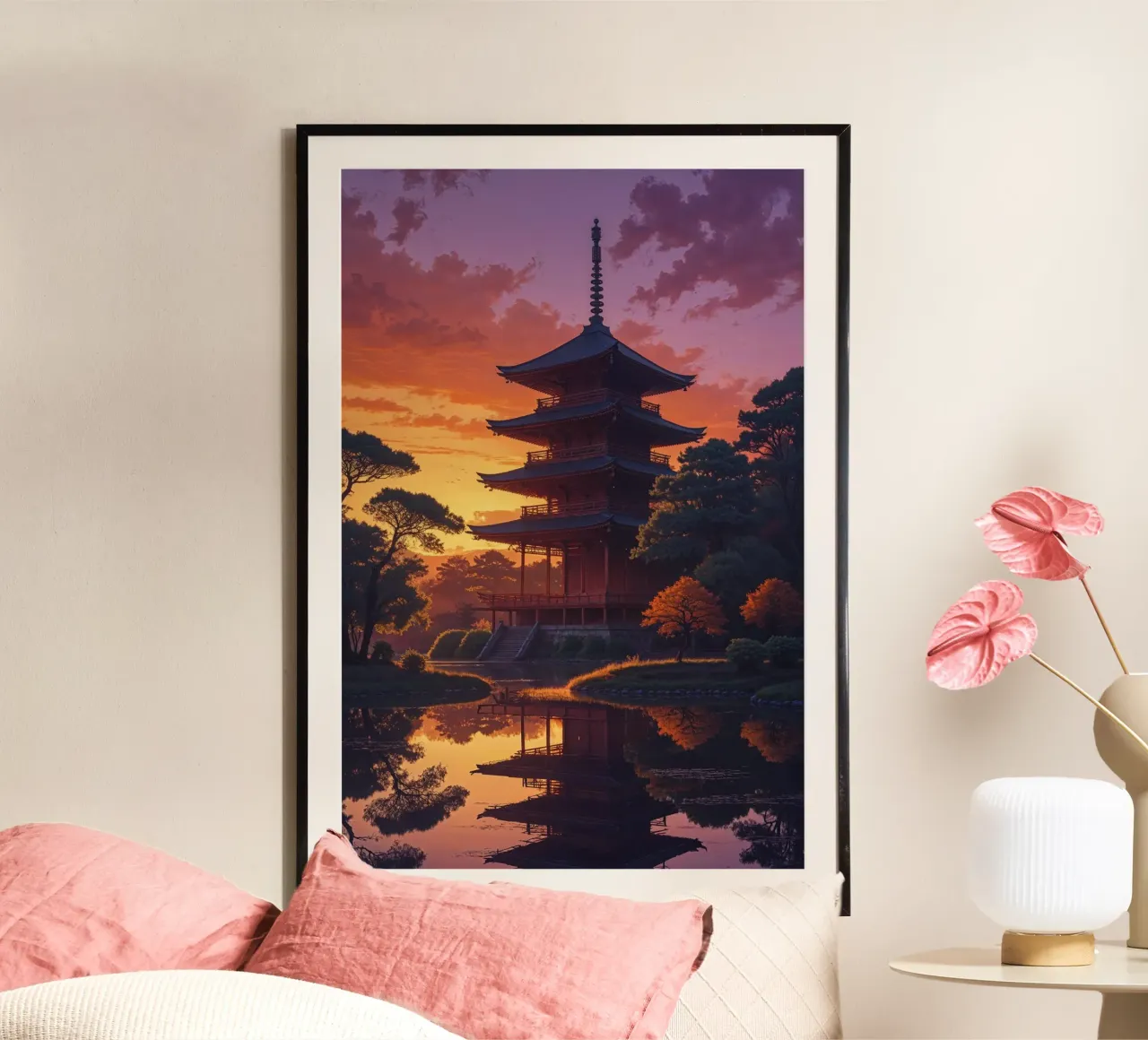 Toji Pagoda Amidst Evening Glow carta hahnemühle da AlbertKlee