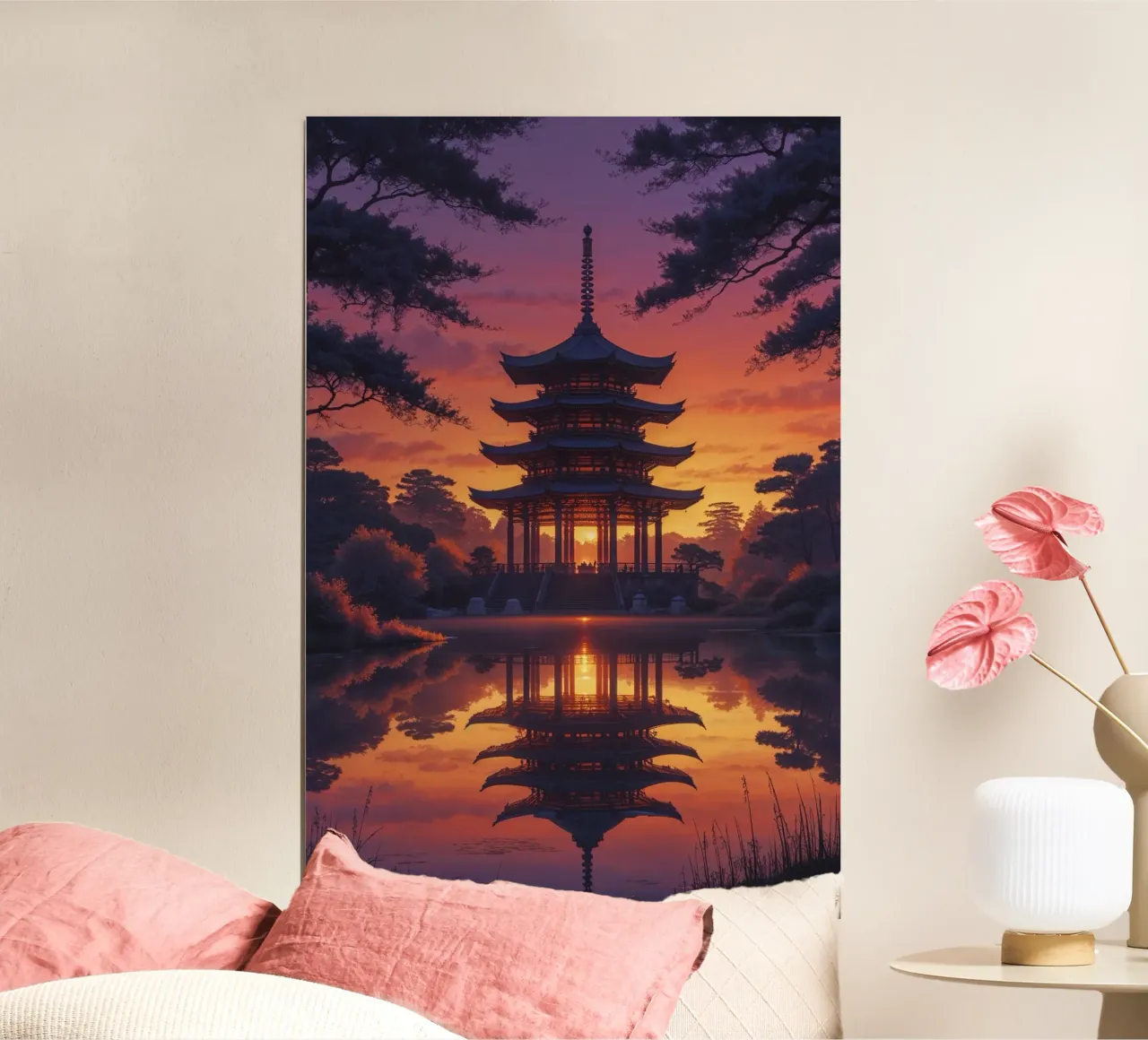 The Illuminated Pagoda of Toji Temple poster con telaio in plastica da AlbertKlee