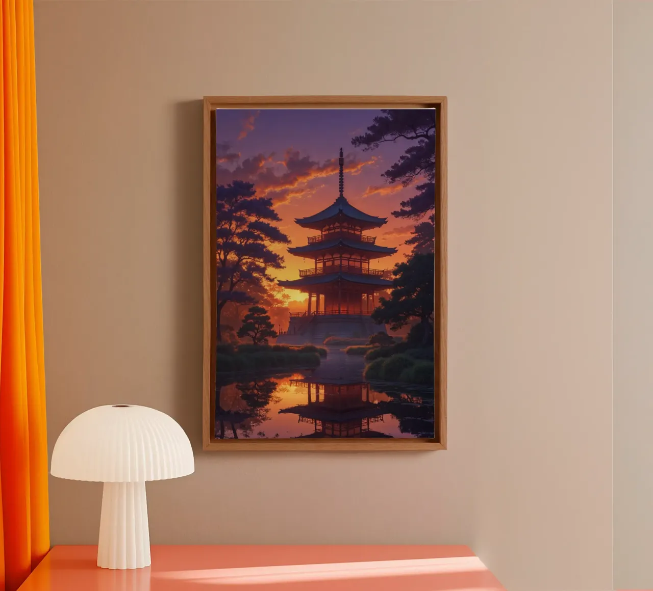 Sunset Serenity at Toji Pagoda canvas van AlbertKlee
