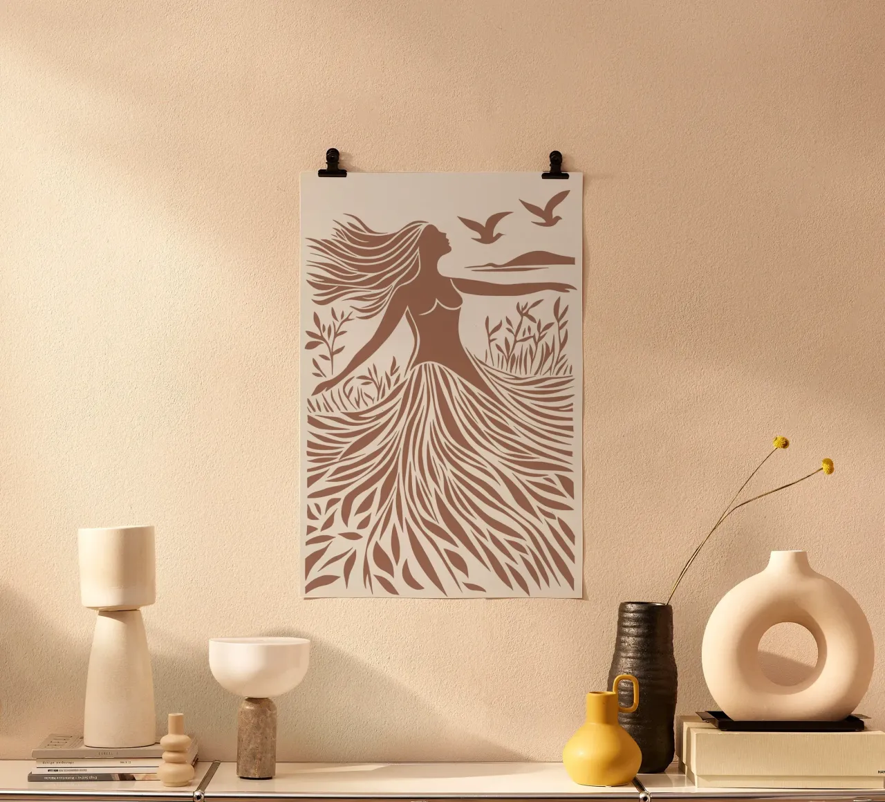 Fernweh | Mocha Mousse Scherenschnitt Poster von Autofocus