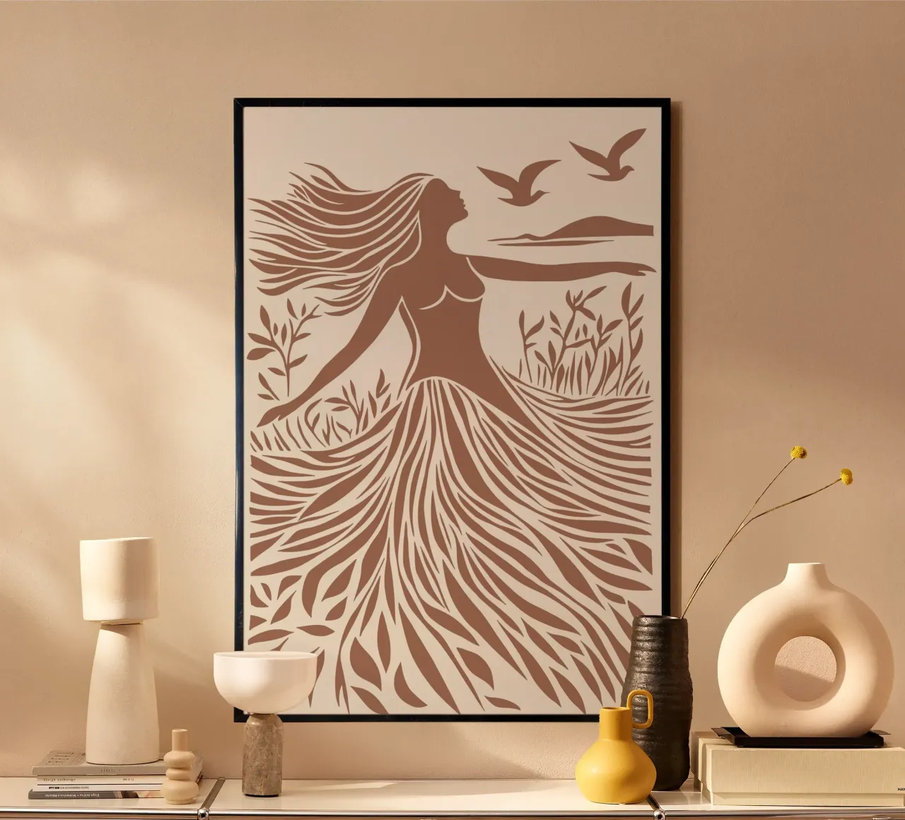 Fernweh | Mocha Mousse Scherenschnitt Poster von Autofocus