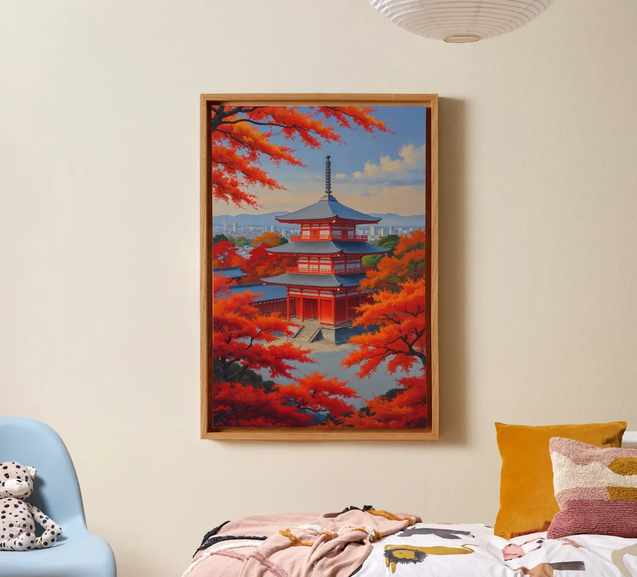 Kiyomizudera Temple in Autumn Glow tela con Cornice a cassetta da AlbertKlee