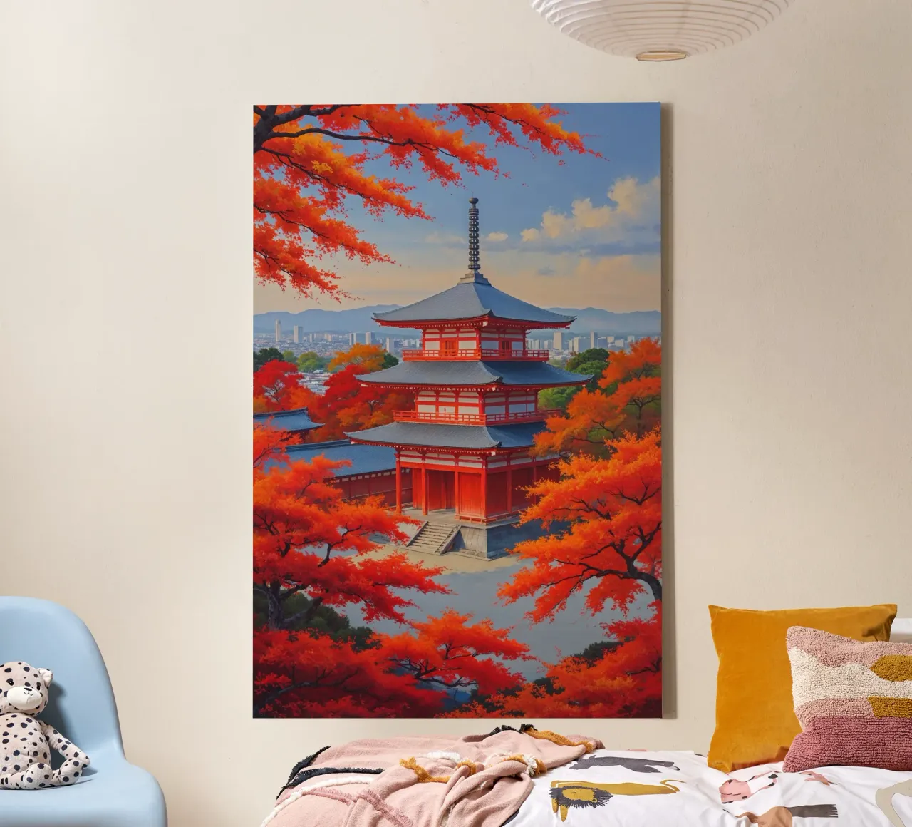Kiyomizudera Temple in Autumn Glow tela con Cornice a cassetta da AlbertKlee