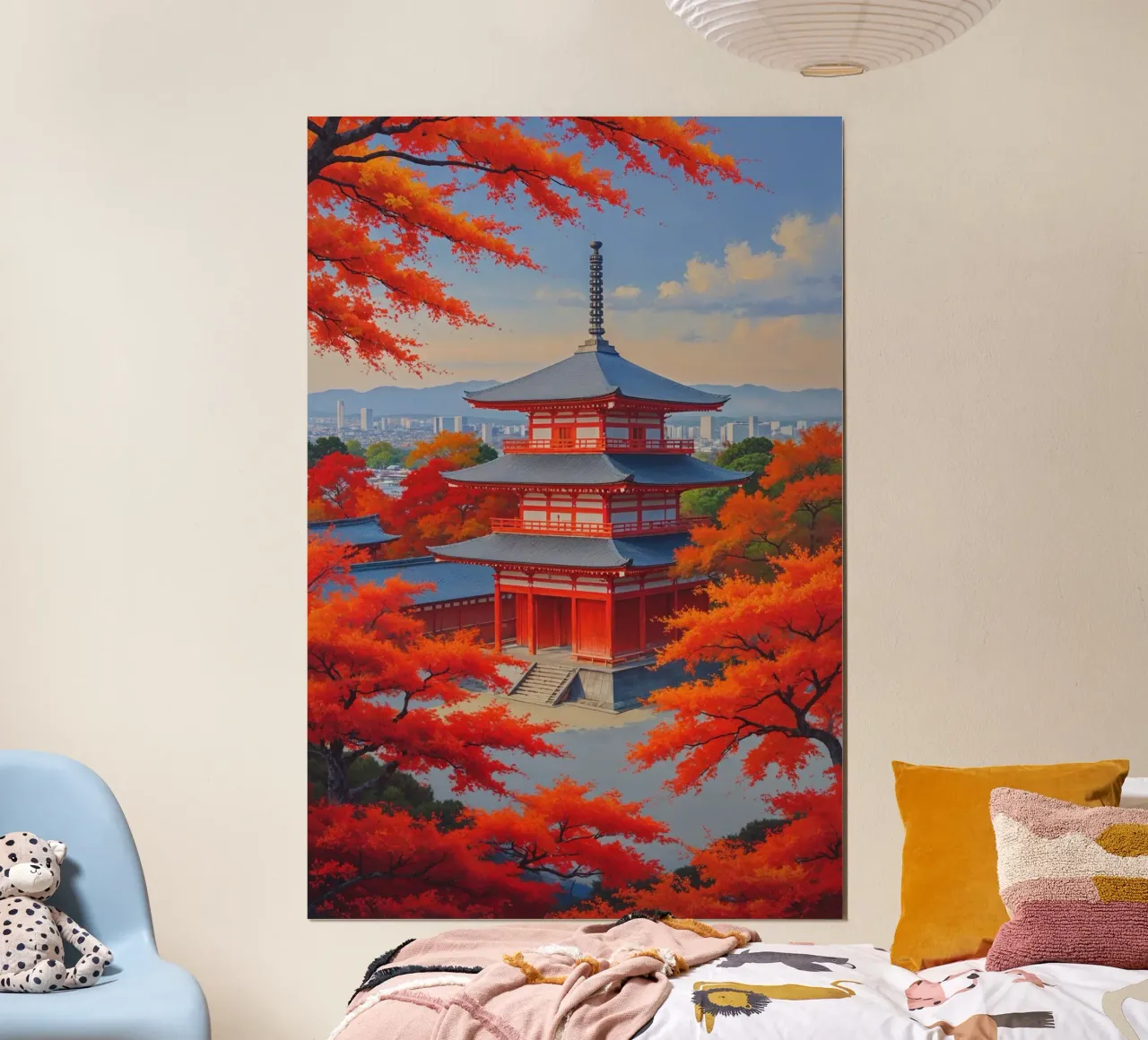 Kiyomizudera Temple in Autumn Glow poster con telaio in legno da AlbertKlee