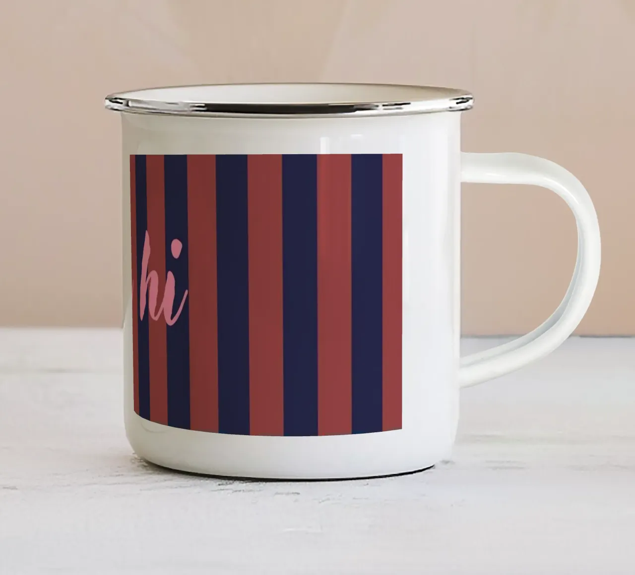 Oh hi tazza in smalto da Poster Print Studio