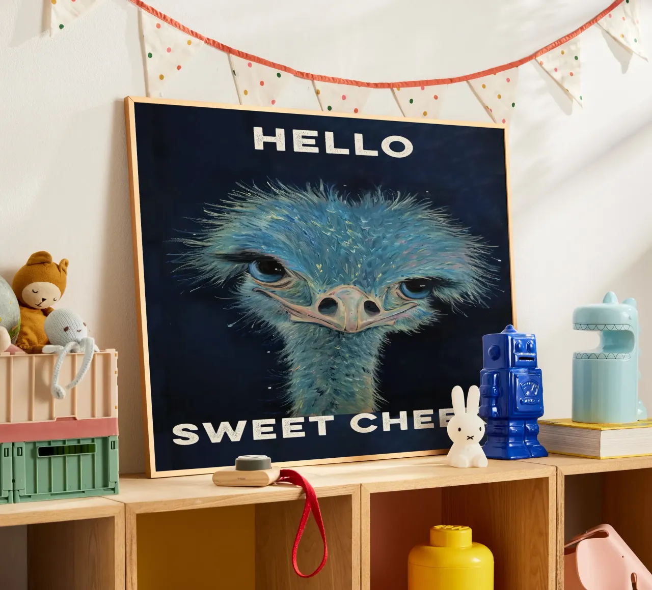 Ciao Guance dolci - Struzzo carino - Citazione carta hahnemühle da Peaches Art Prints