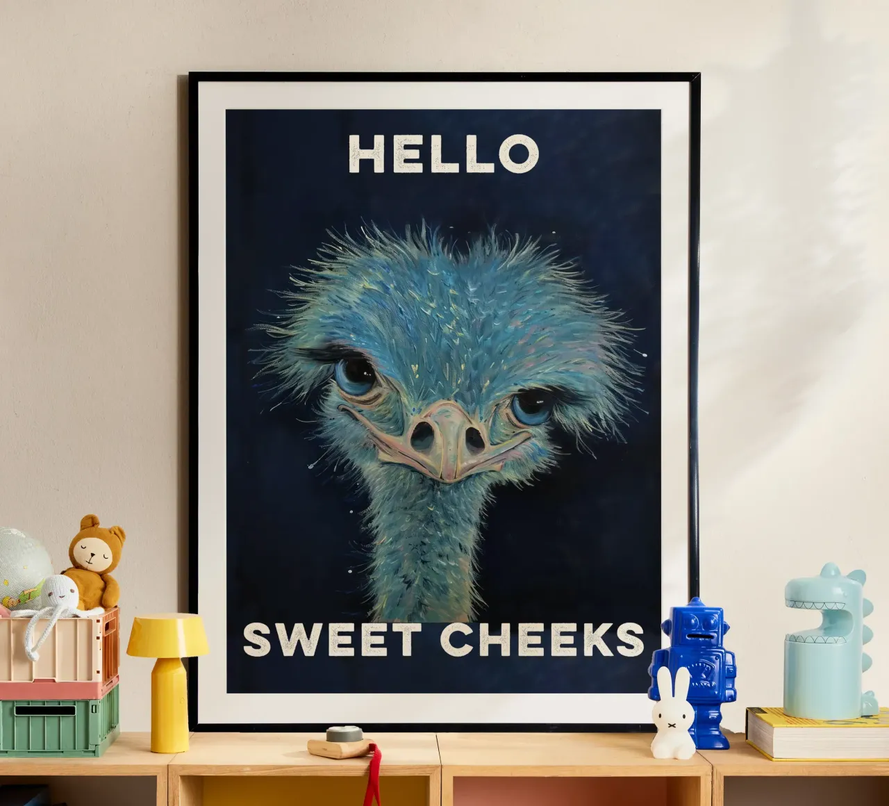 Ciao Guance dolci - Struzzo carino - Citazione carta hahnemühle da Peaches Art Prints