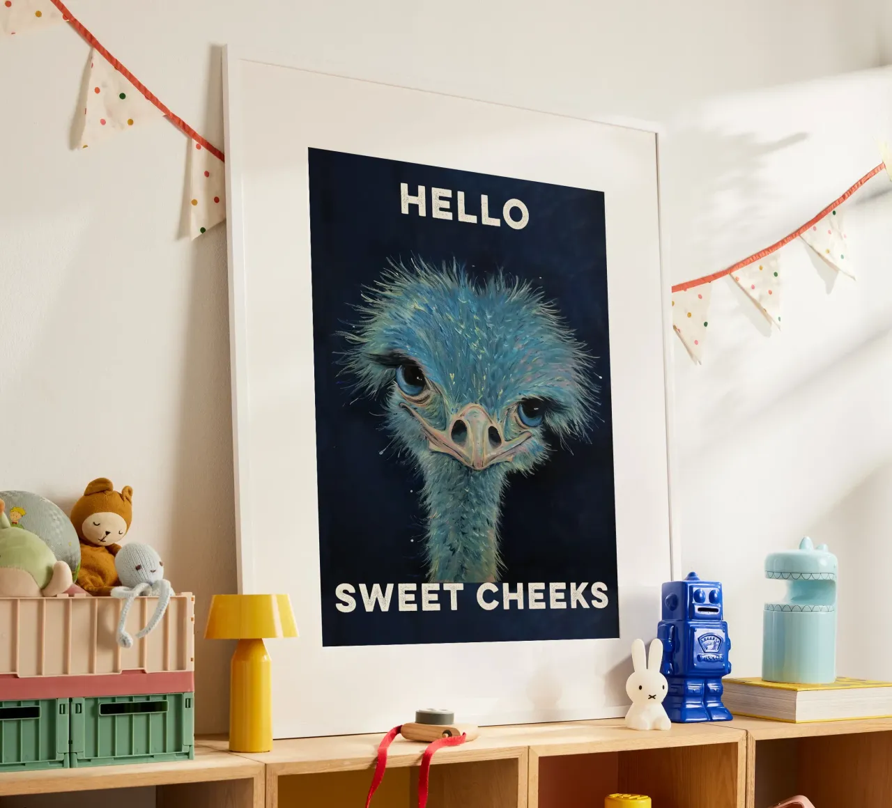Ciao Guance dolci - Struzzo carino - Citazione carta hahnemühle da Peaches Art Prints