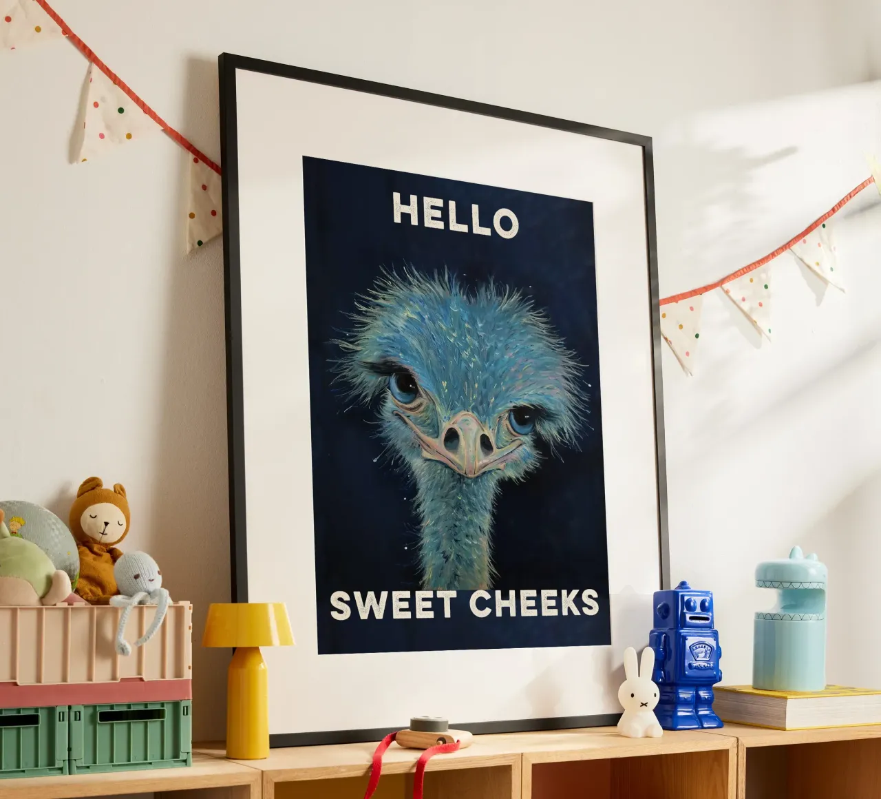 Ciao Guance dolci - Struzzo carino - Citazione carta hahnemühle da Peaches Art Prints