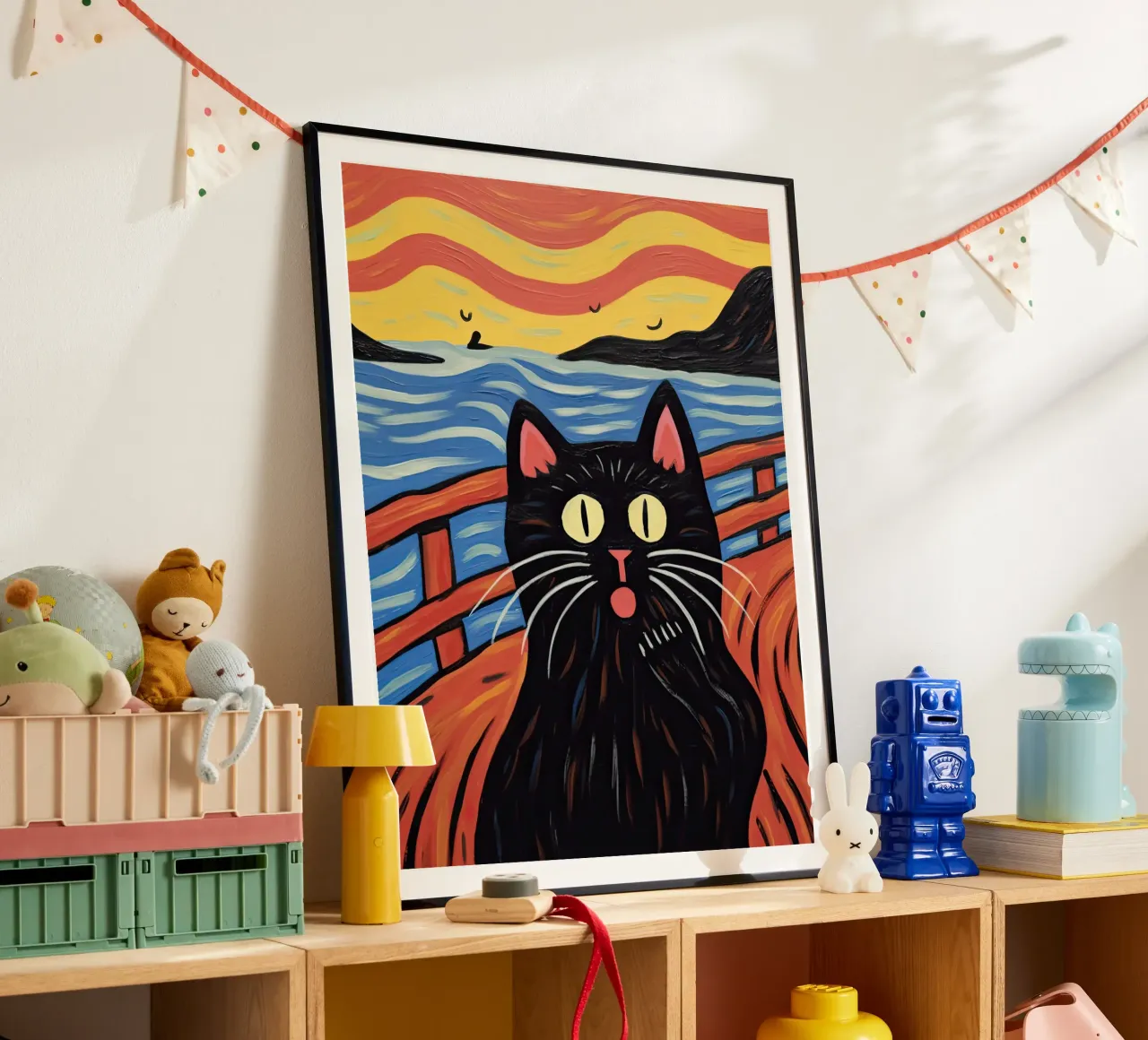 Gatto, L'urlo, Edvard Munch poster con telaio in plastica da Peaches Art Prints