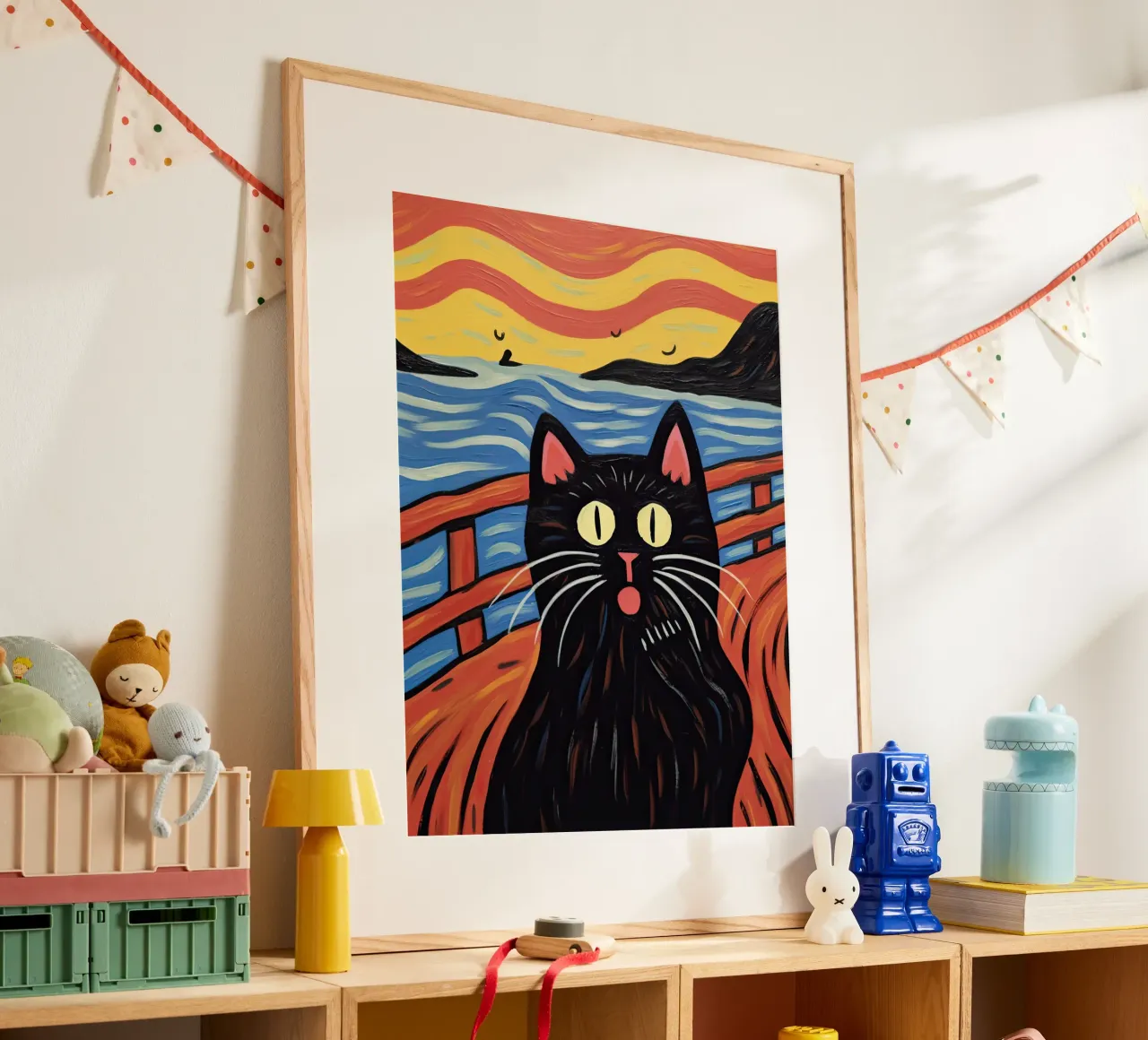 Gatto, L'urlo, Edvard Munch poster con telaio in plastica da Peaches Art Prints