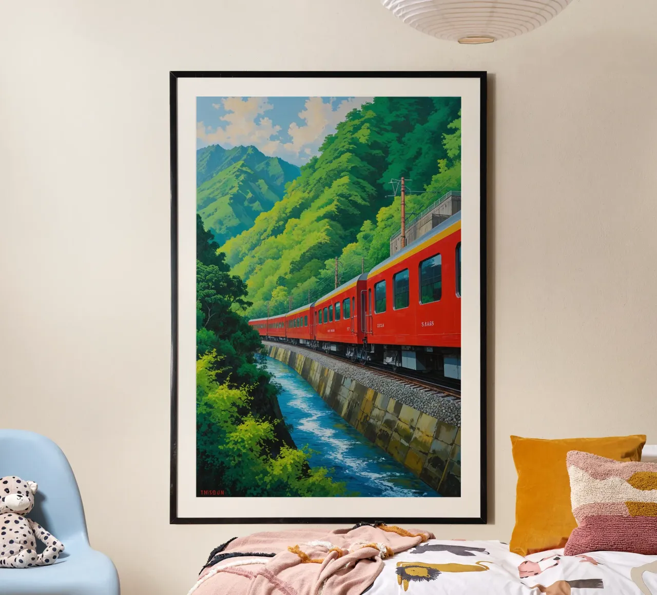 Sagano Railway Over a Mountain River carta hahnemühle da AlbertKlee
