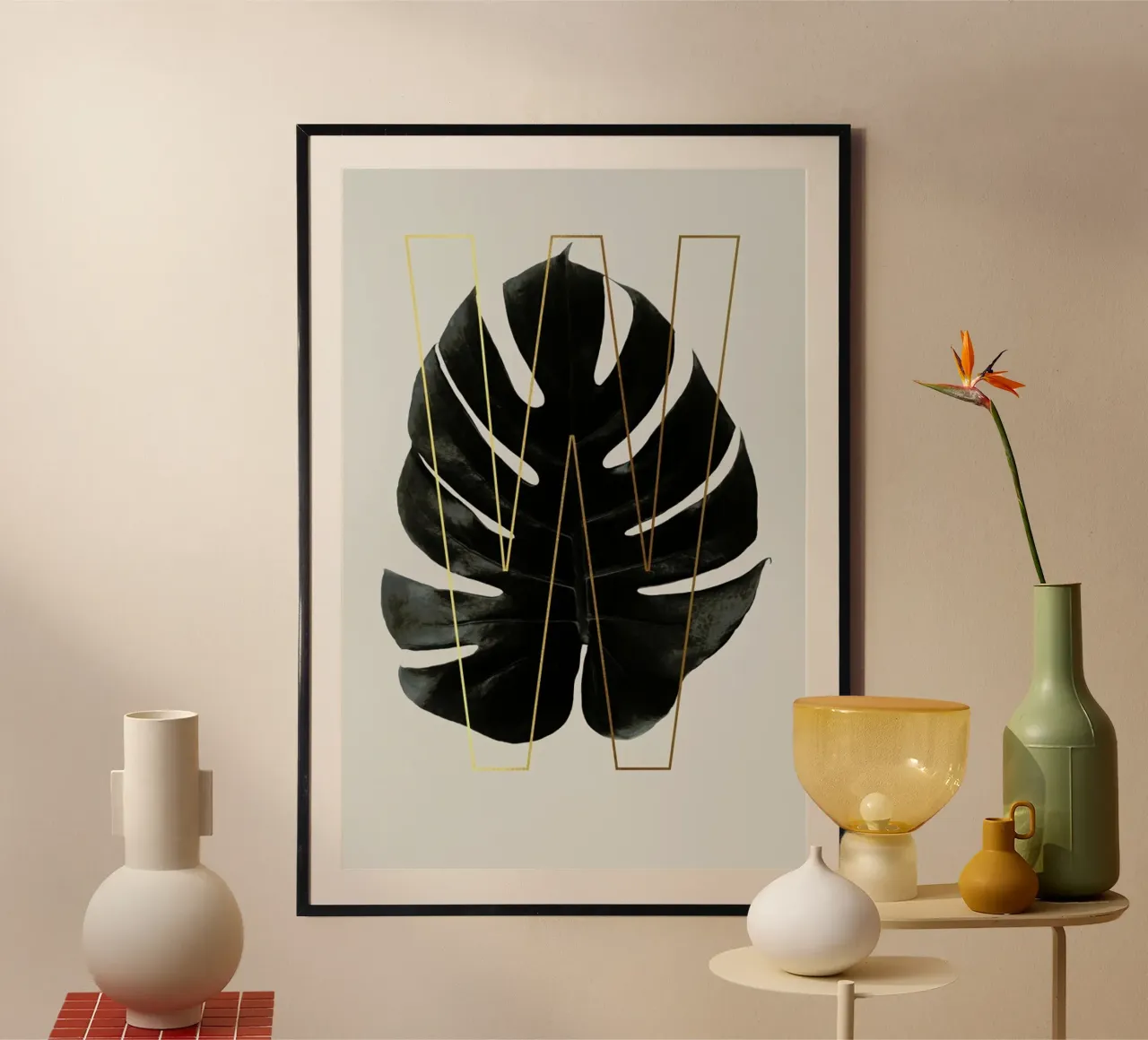 ABC Plants - W poster con telaio in legno da typealive