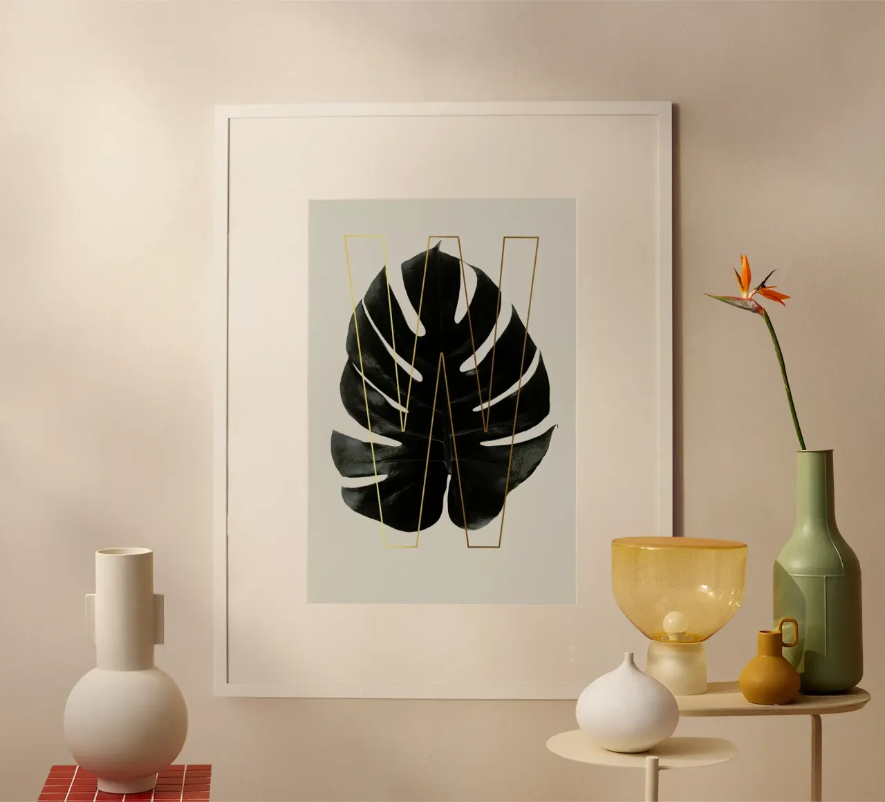 ABC Plants - W poster con telaio in legno da typealive