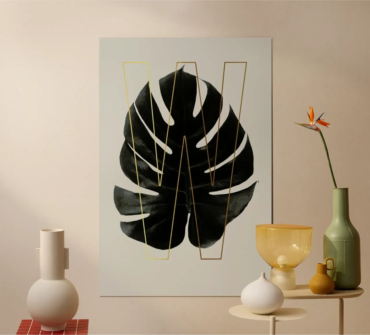 ABC Plants - W poster con telaio in legno da typealive