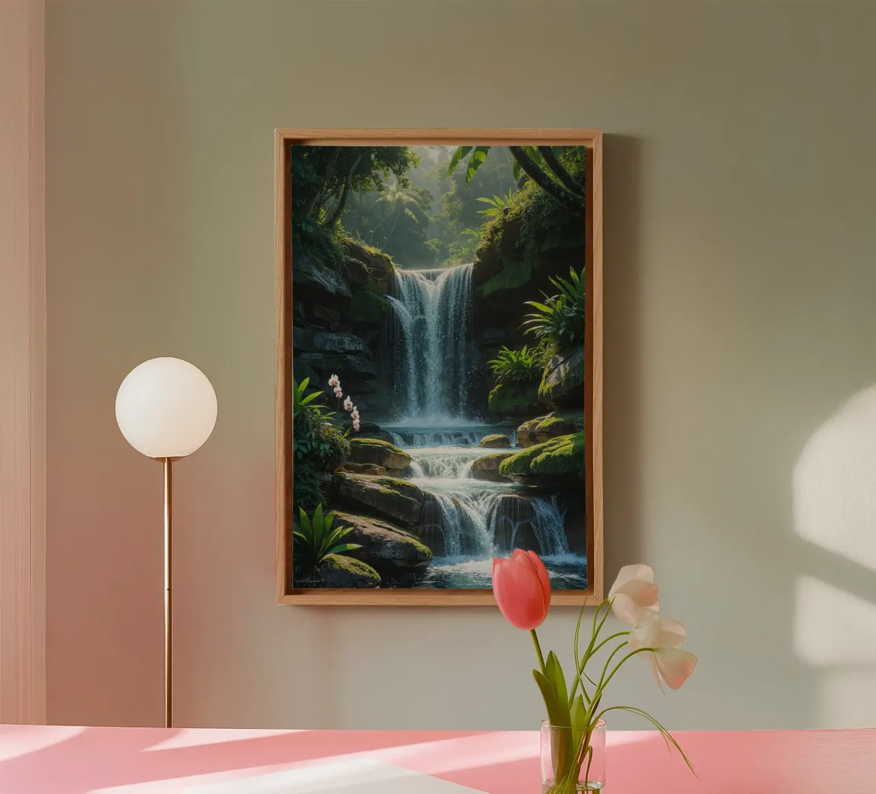 Bali’s Emerald Waterfall in the Jungle tela con Cornice a cassetta da AlbertKlee