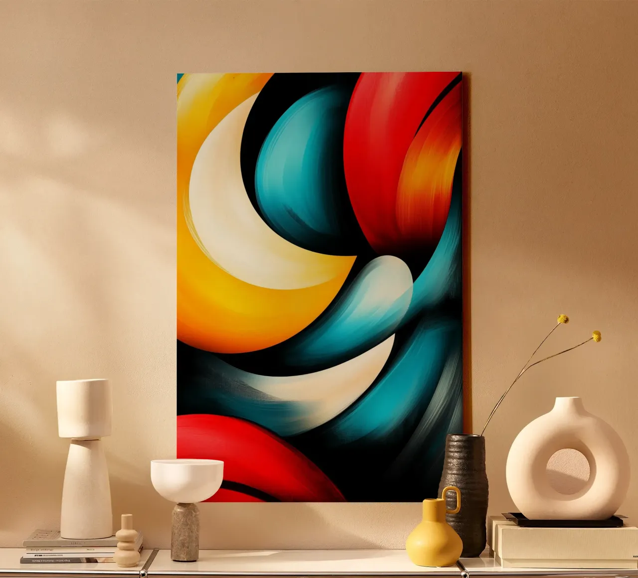 Flowing harmony - colour swirls of movement canvas with Floater frame by melipo-art
