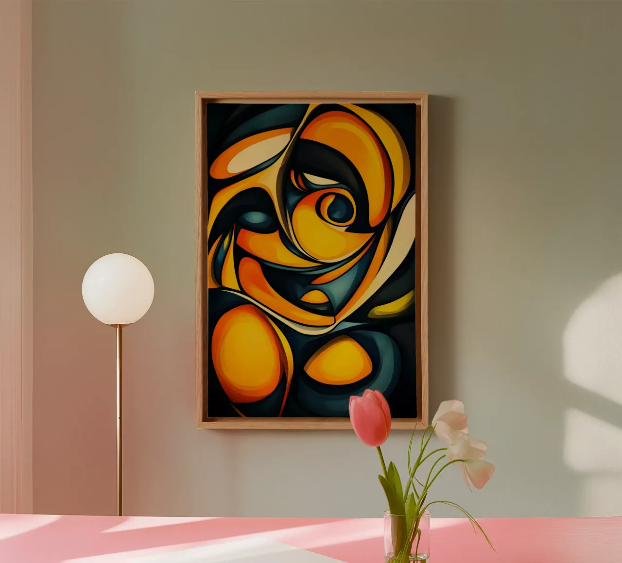 Golden spiral - flowing shapes in harmony canvas with Floater frame by melipo-art