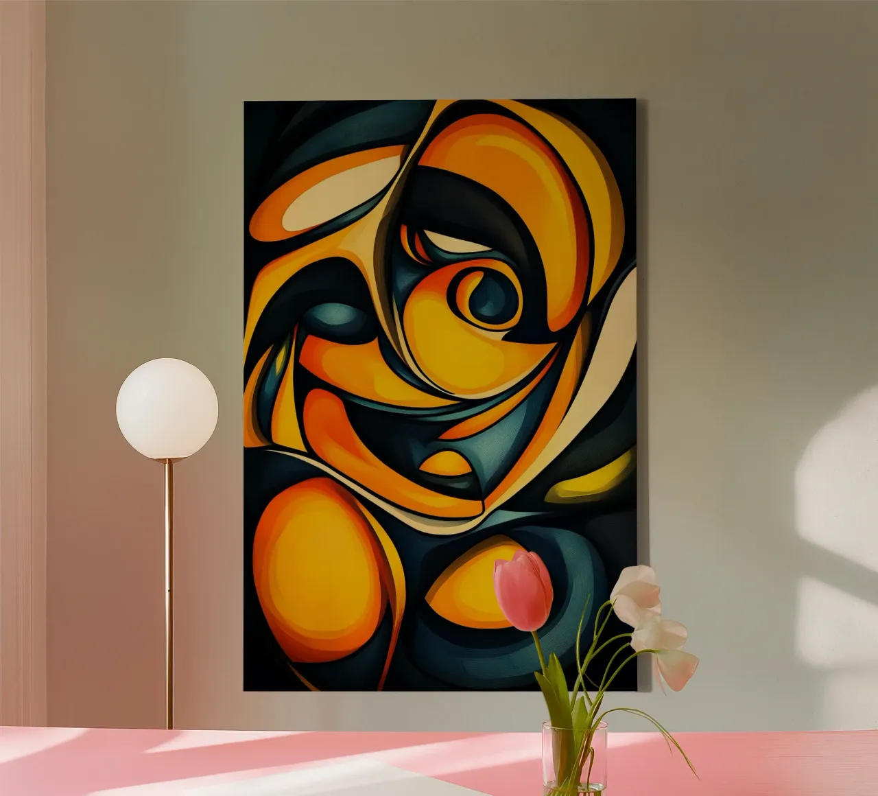 Golden spiral - flowing shapes in harmony canvas with Floater frame by melipo-art