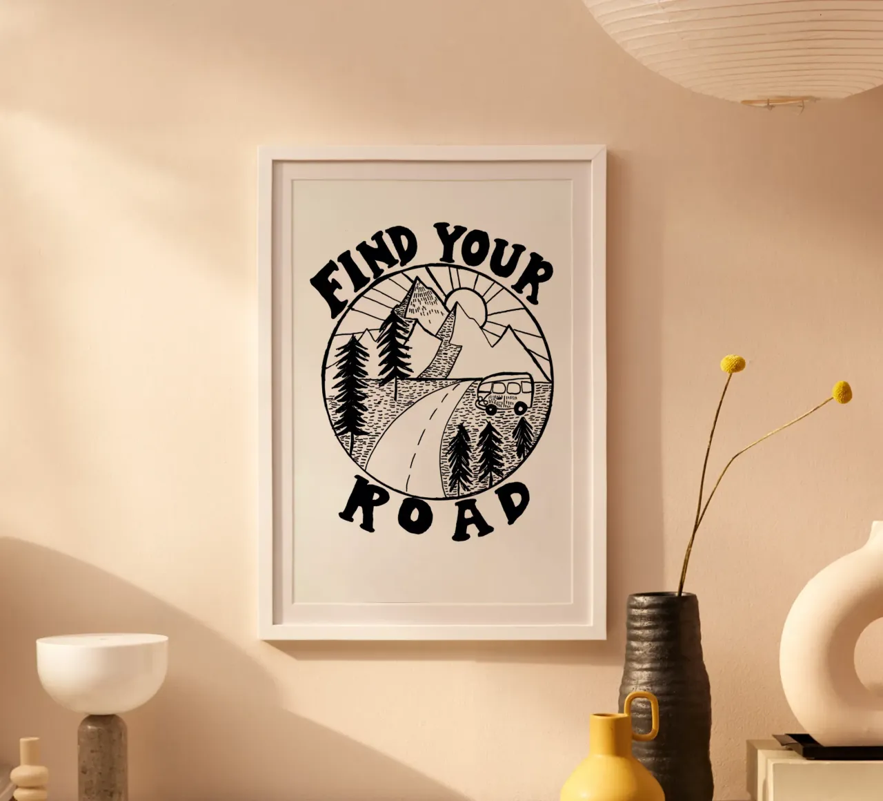 Find Your Road poster with aluminum frame by Kris Tate