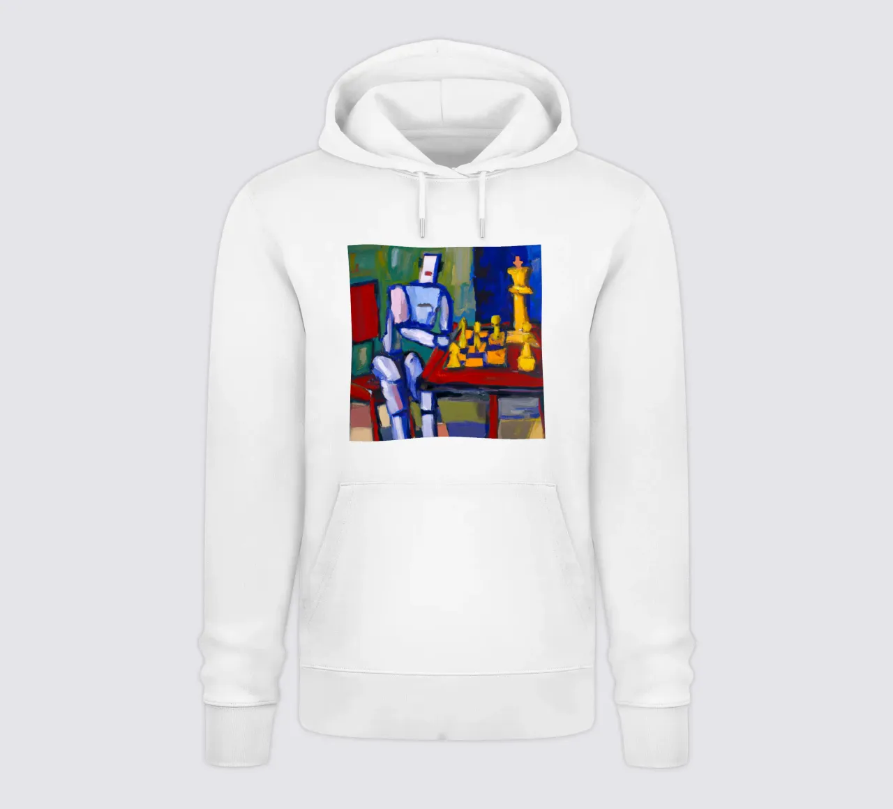 Robot playing Chess on a Sunday Afternoon_BTC felpa con cappuccio da Crypto_Jungle