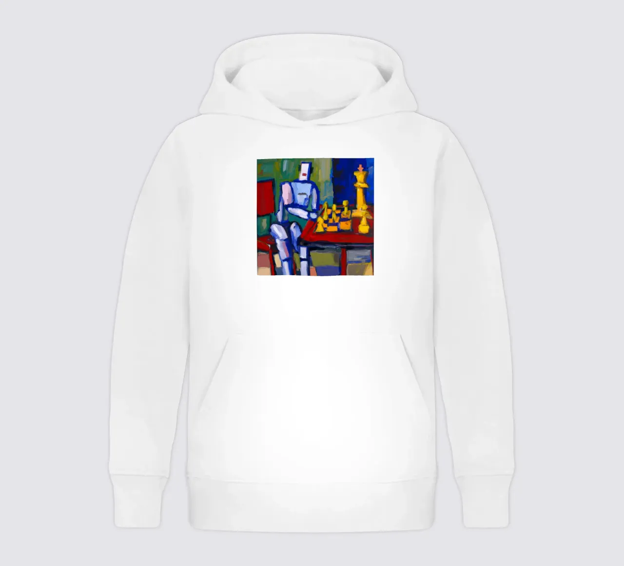 Robot playing Chess on a Sunday Afternoon_BTC felpa bambino con cappuccio da Crypto_Jungle