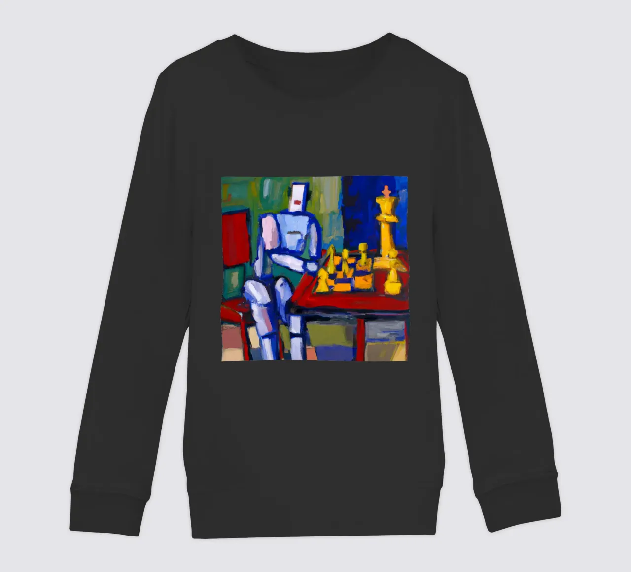 Robot playing Chess on a Sunday Afternoon_BTC felpa bambino da Crypto_Jungle