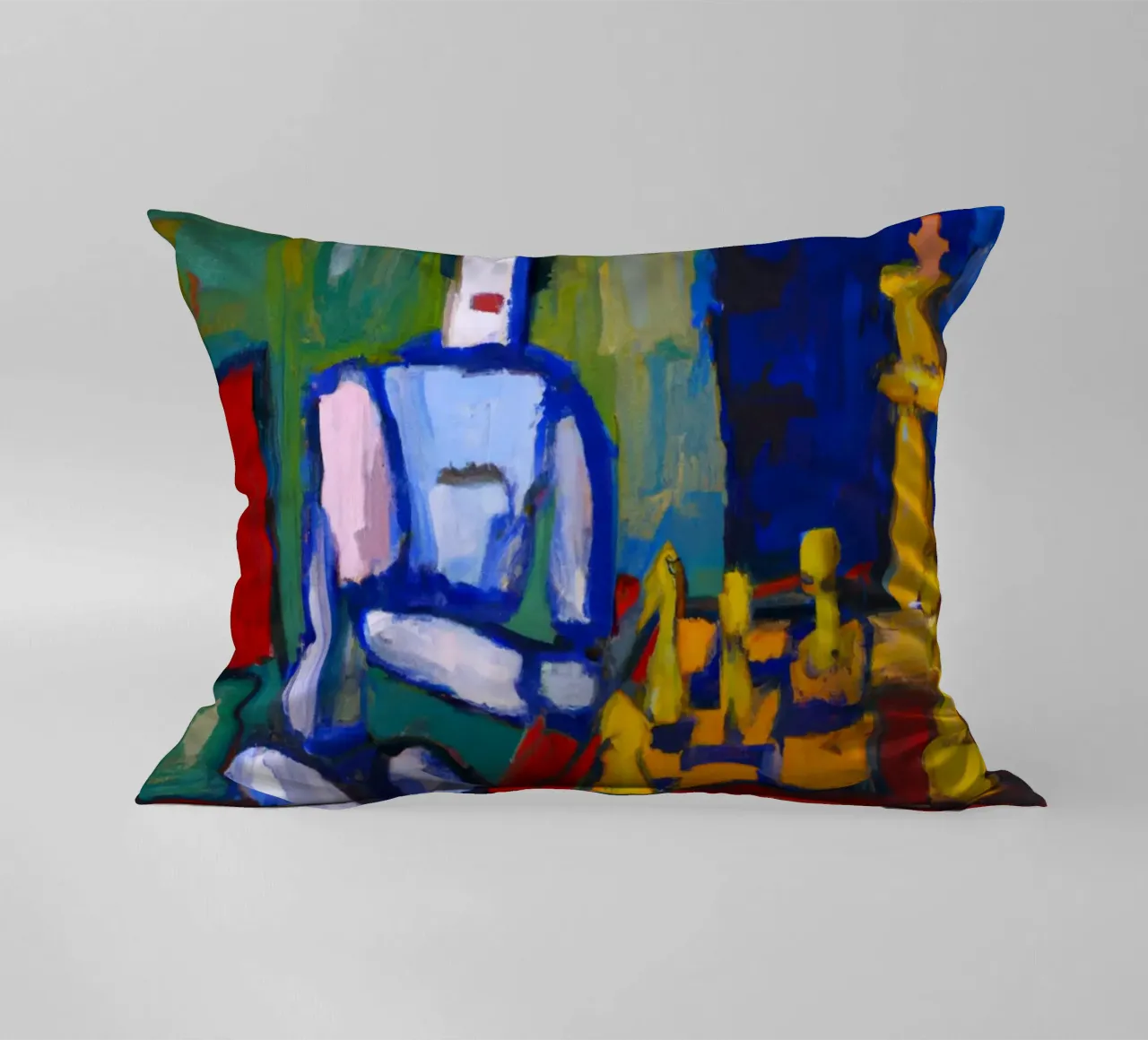 Robot playing Chess on a Sunday Afternoon_BTC cuscino da Crypto_Jungle