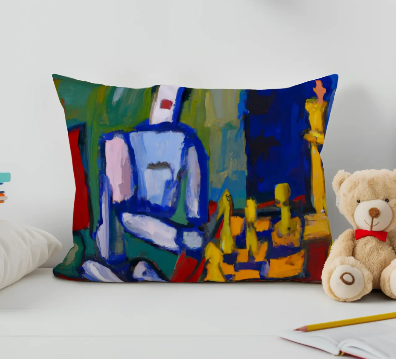 Robot playing Chess on a Sunday Afternoon_BTC cuscino da Crypto_Jungle