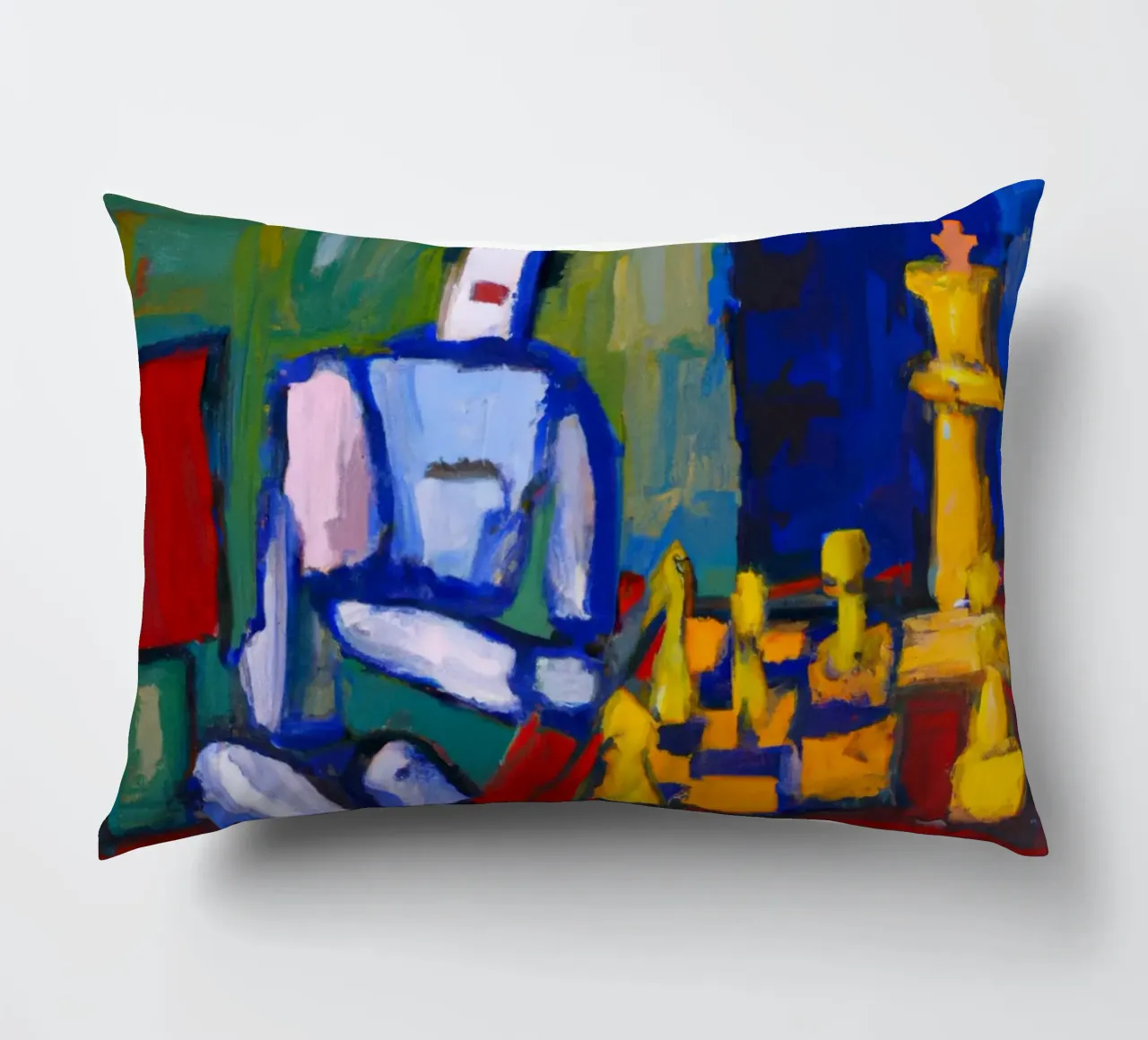 Robot playing Chess on a Sunday Afternoon_BTC cuscino da Crypto_Jungle