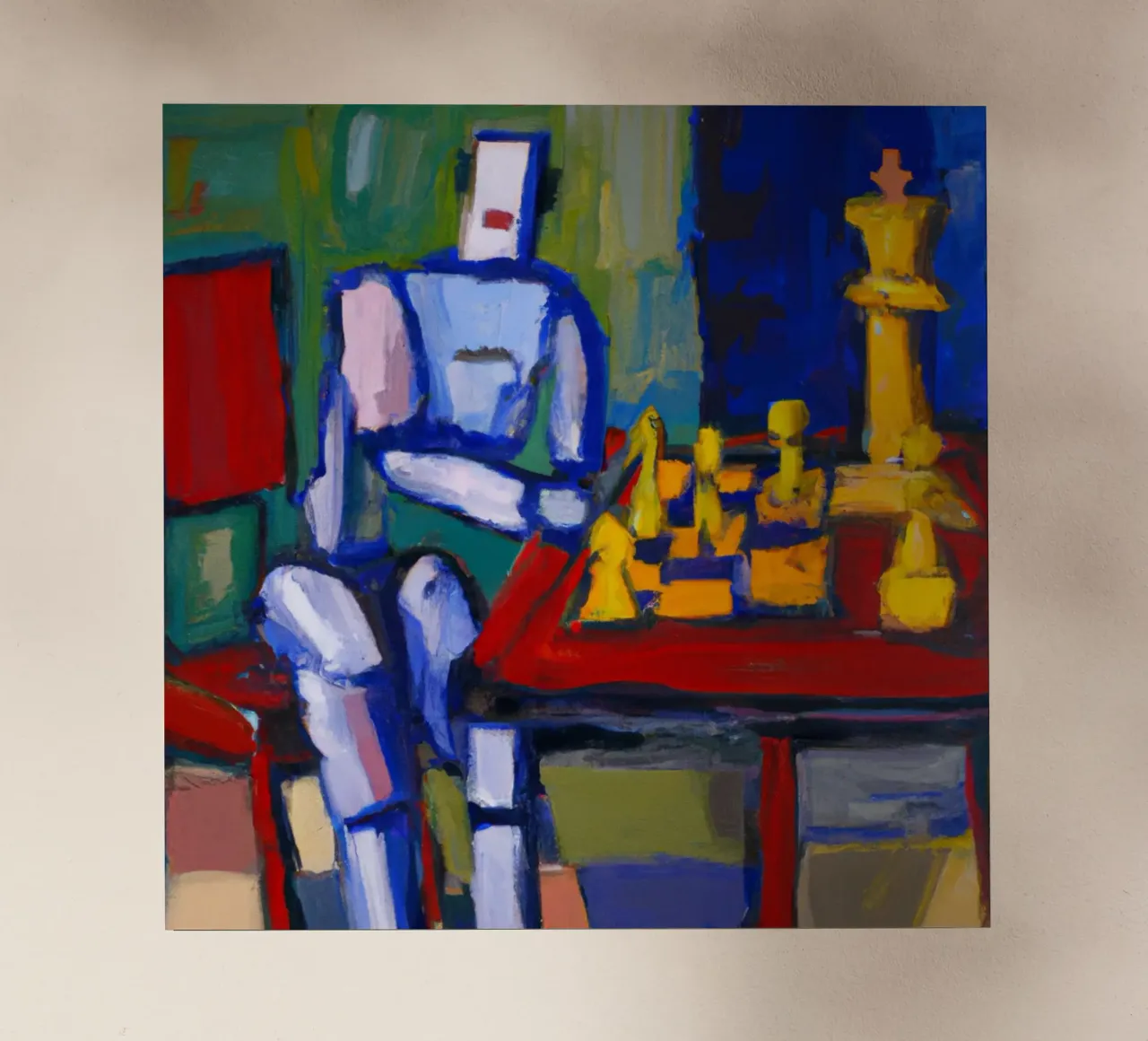 Robot playing Chess on a Sunday Afternoon_BTC pellicola backlit da Crypto_Jungle