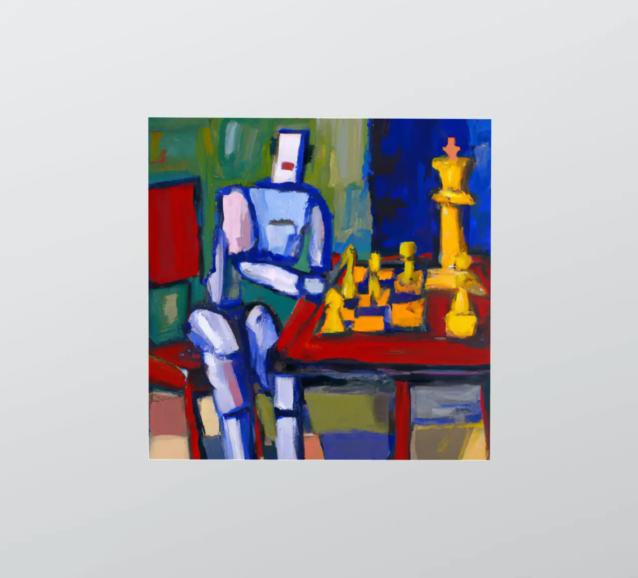 Robot playing Chess on a Sunday Afternoon_BTC adesivo da Crypto_Jungle