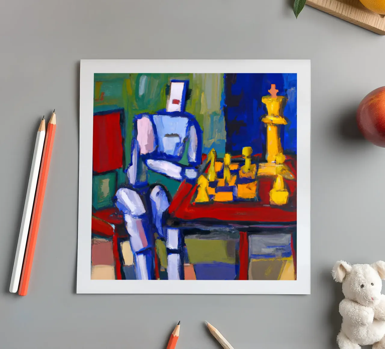Robot playing Chess on a Sunday Afternoon_BTC foglio adesivo da Crypto_Jungle