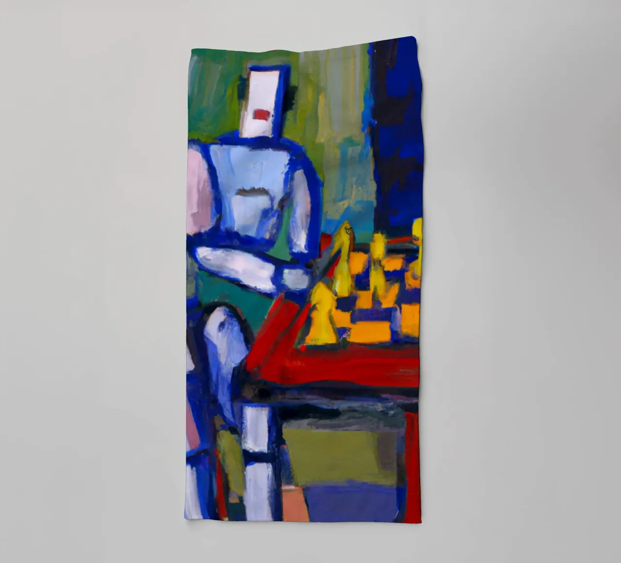 Robot playing Chess on a Sunday Afternoon_BTC asciugamano da bagno da Crypto_Jungle