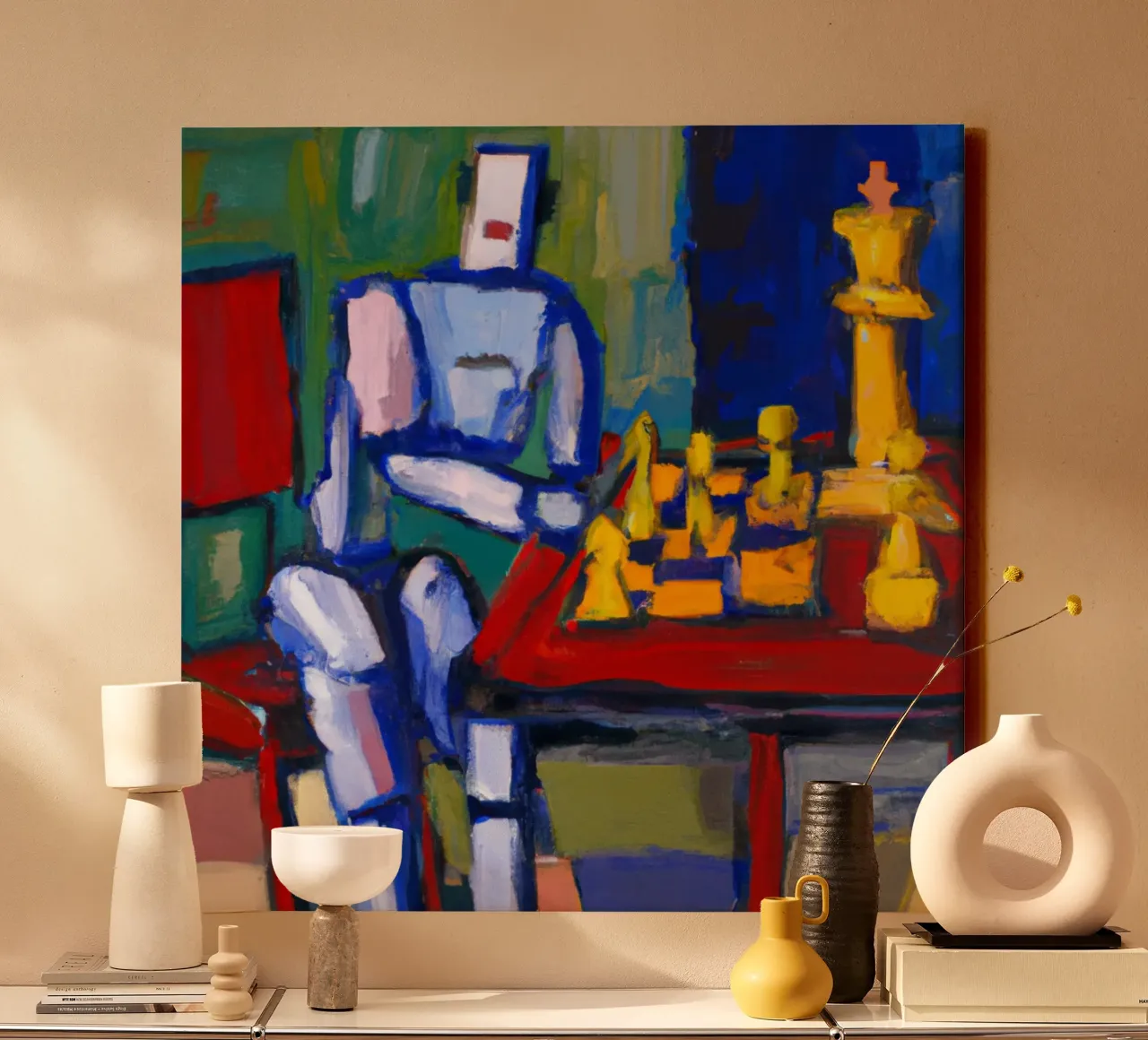Robot playing Chess on a Sunday Afternoon_BTC tela da Crypto_Jungle