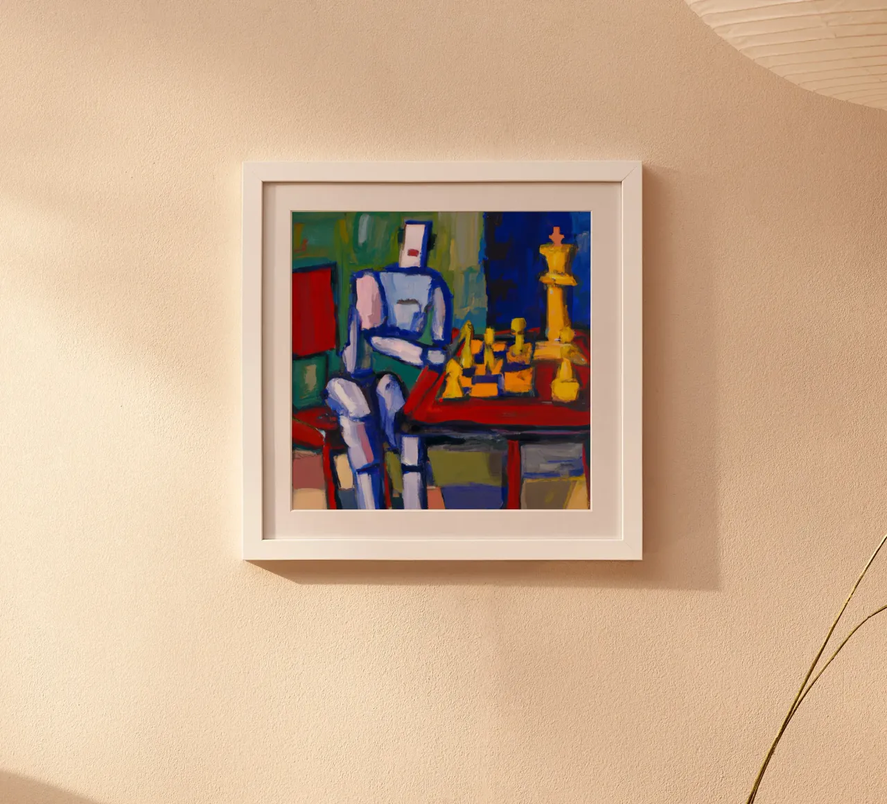 Robot playing Chess on a Sunday Afternoon_BTC carta hahnemühle da Crypto_Jungle